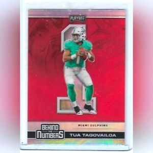 Tua Tagovailoa 2020 Panini Playoff Red Behind the Numbers Rookie Football Card